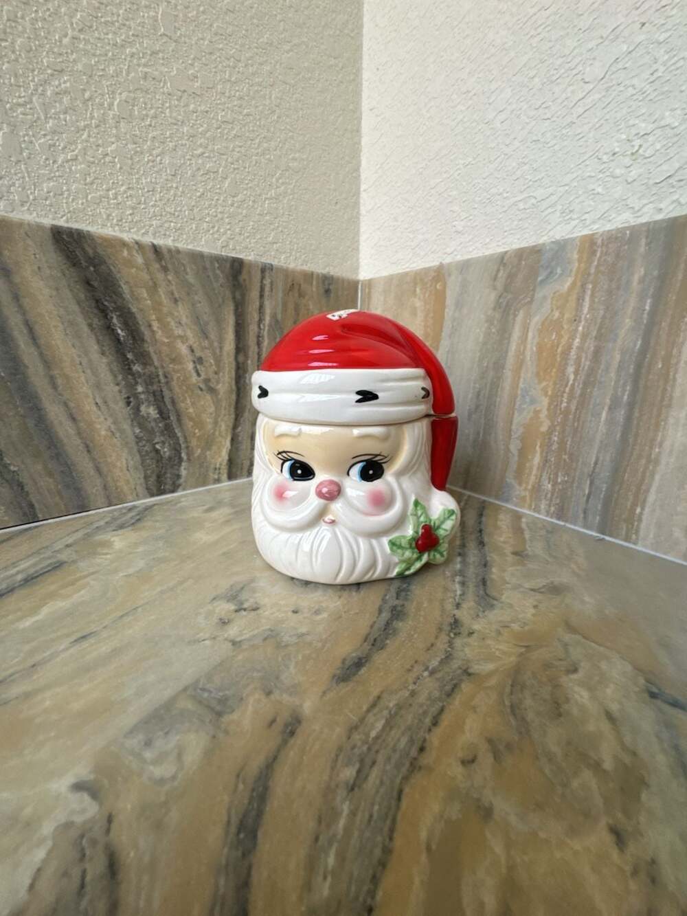 Vintage Josef Originals Santa Claus Ceramic Jam Jar with Lid